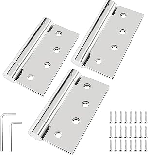 Hinges Self Closing Door Hinges 4 Inch 304 Stainless Steel Hinges 2 Pack Spring Loaded Hinges with Adjustable Tension Square Corners Heavy Duty Hinges