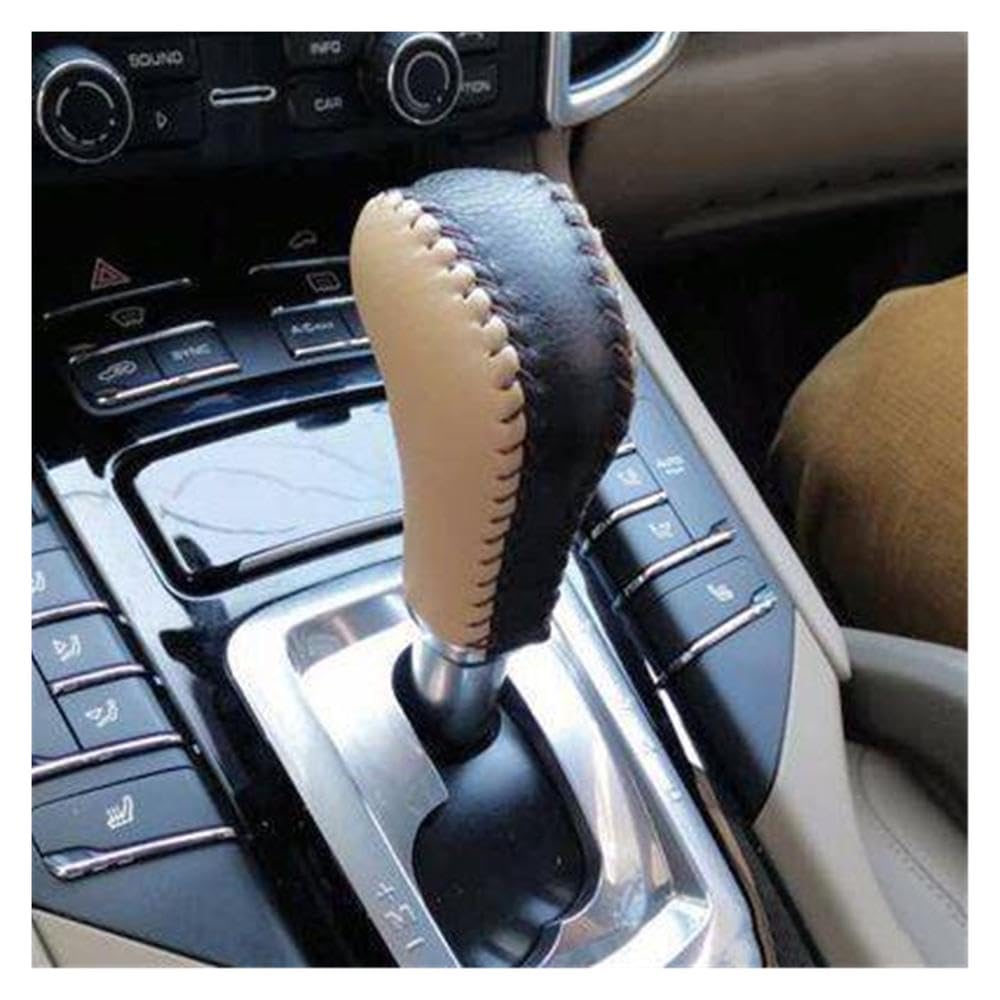 HYASDBWE Leather Gear Shift Knob Trim Non-Slip Cover for Porsche Cayenne 2010-2017 Gear Shift Cover Gear Shifter Parts(Black and Yellow)