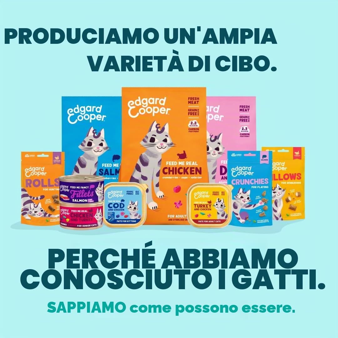 Edgard & Cooper cibo umido per gatti, (Tonno/Gamberetti Fresco, 70g x 24), Filettini per gatti, sterilizzati o attivo, carne fresca e ingredienti naturali, senza cereali, senza zuccheri aggiunti