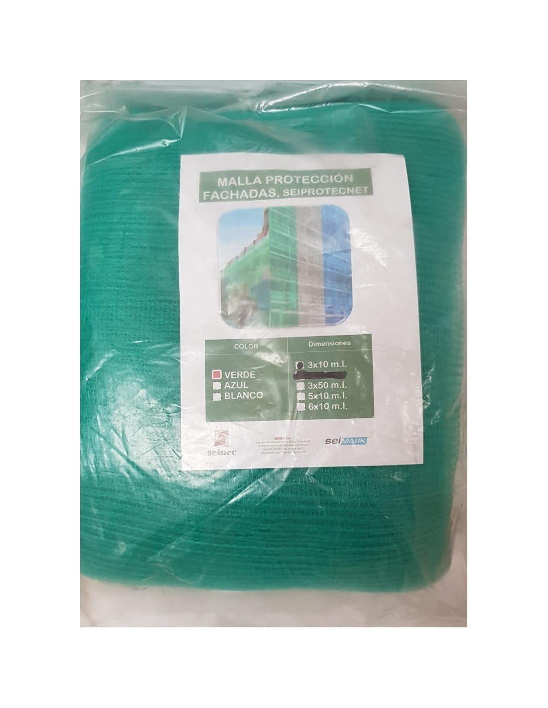 Malla Protección de Andamios y Fachadas 3x10mt HDPE (verde)