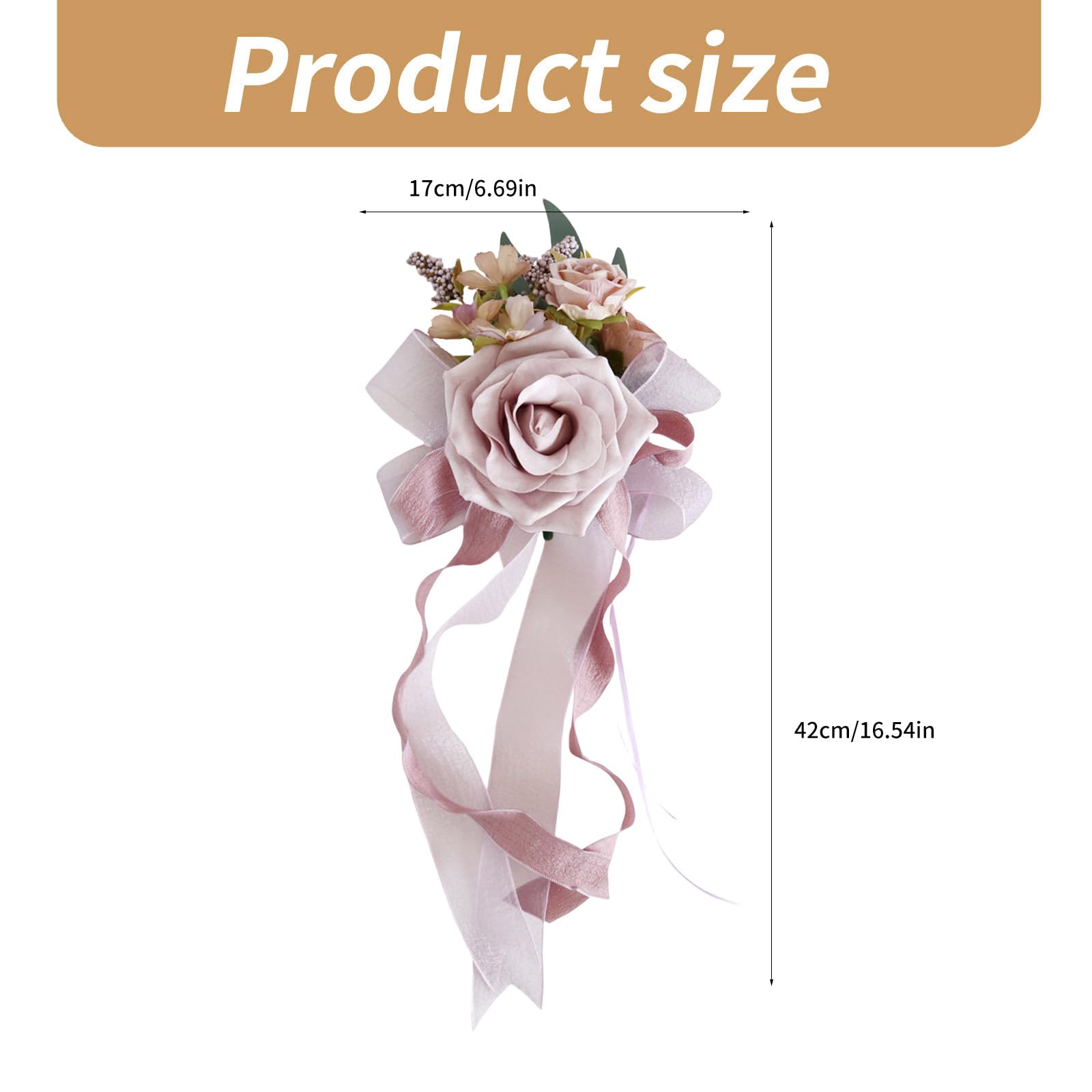 Générique Nœuds de décoration de Voiture de Mariage, 6 pièces, Fleur Artificielle en Soie, Ornement pour poignée de Porte de véhicule, Fausse Fleur, décoration de Voiture de cérémonie