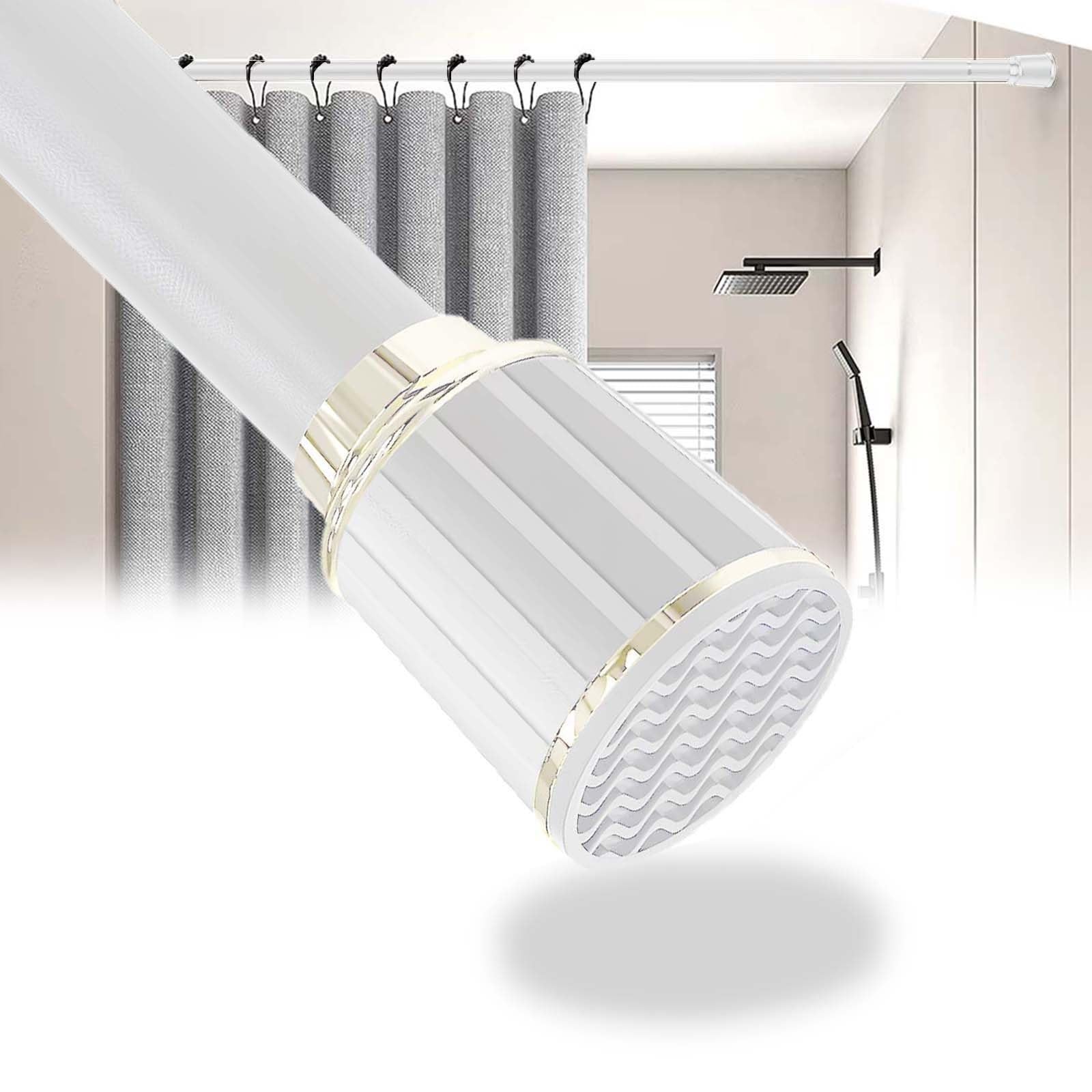 Tension Curtain Rod No Drilling, Shower Curtain Rod 15"-196" Adjustable, No Tools & No Rust, 1.26 Inch Diameter Spring Tension Rod for Shower Stall