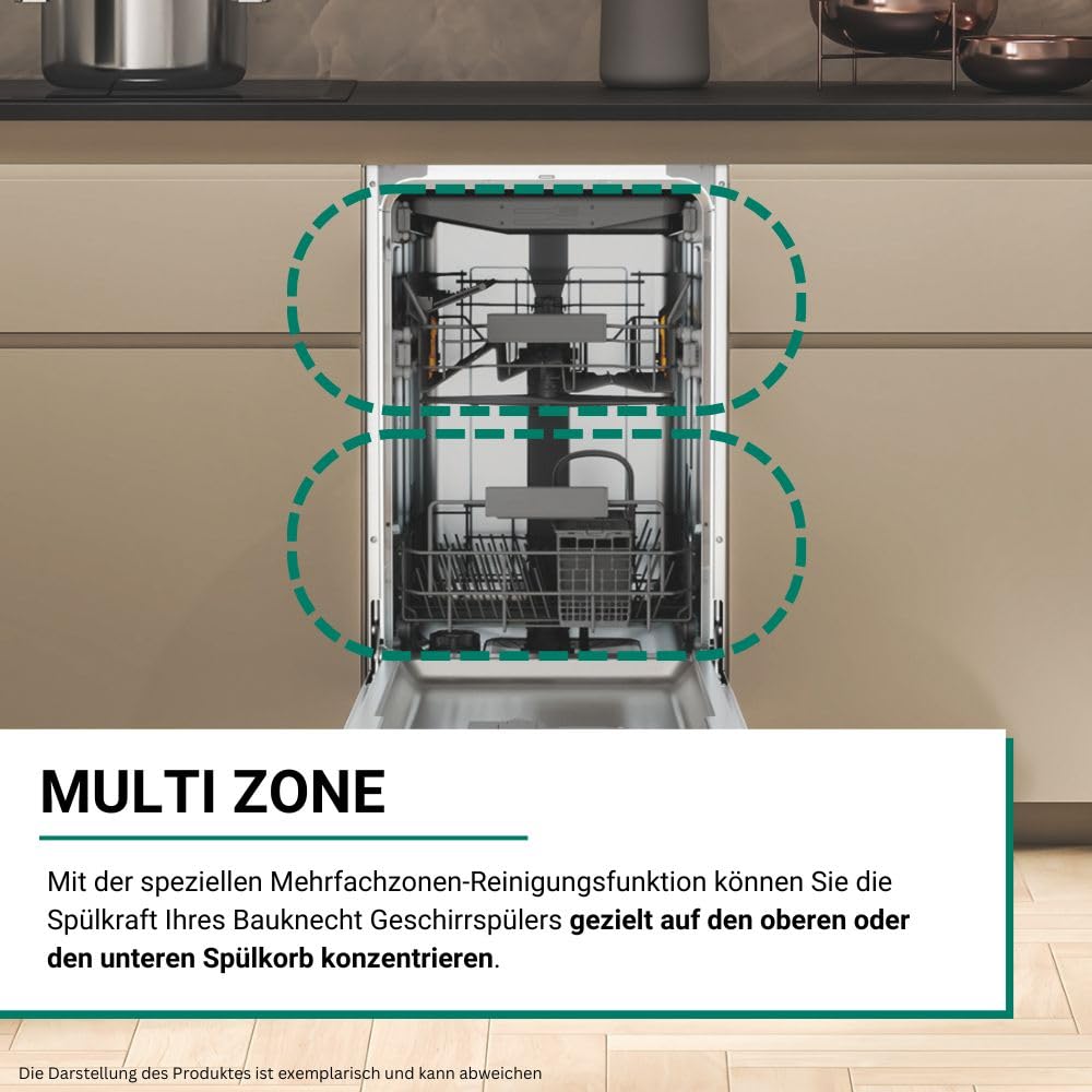 Bauknecht BK6FC11BS7A0X Vollintegrierbarer Geschirrspüler 45 cm ActiveDry Sensorprogramm PowerClean Besteckschublade Hygiene-Programm Vollwasserschutz Multizone Startzeitvorwahl