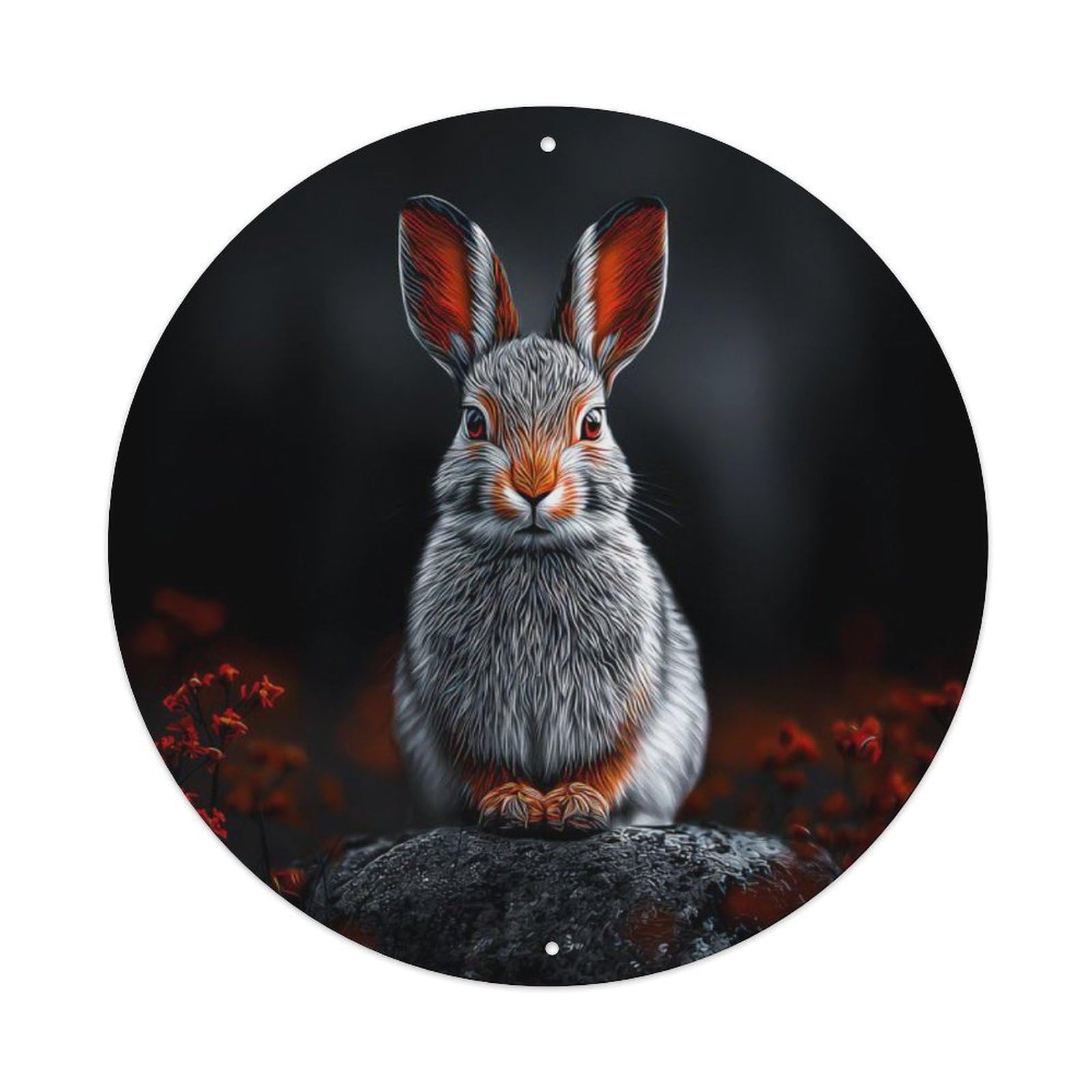 Animal Poster Hare Dark Contrast Mystery Aesthetic Vintage Metal Tin Sign Plaque Wall Decor for Cafe, Club Bar, Office, Garden Metal Poster 8x8Inch