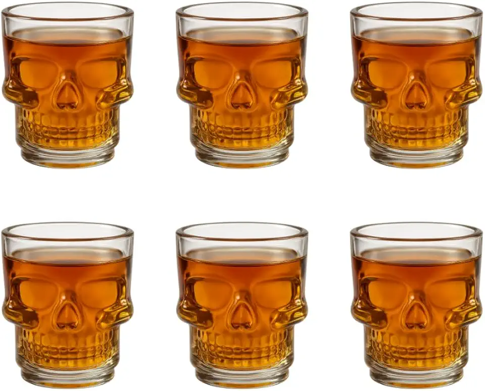 Jogo 6 Copos de Caveira Para Dose/Shot Tequila Whisky 50ml