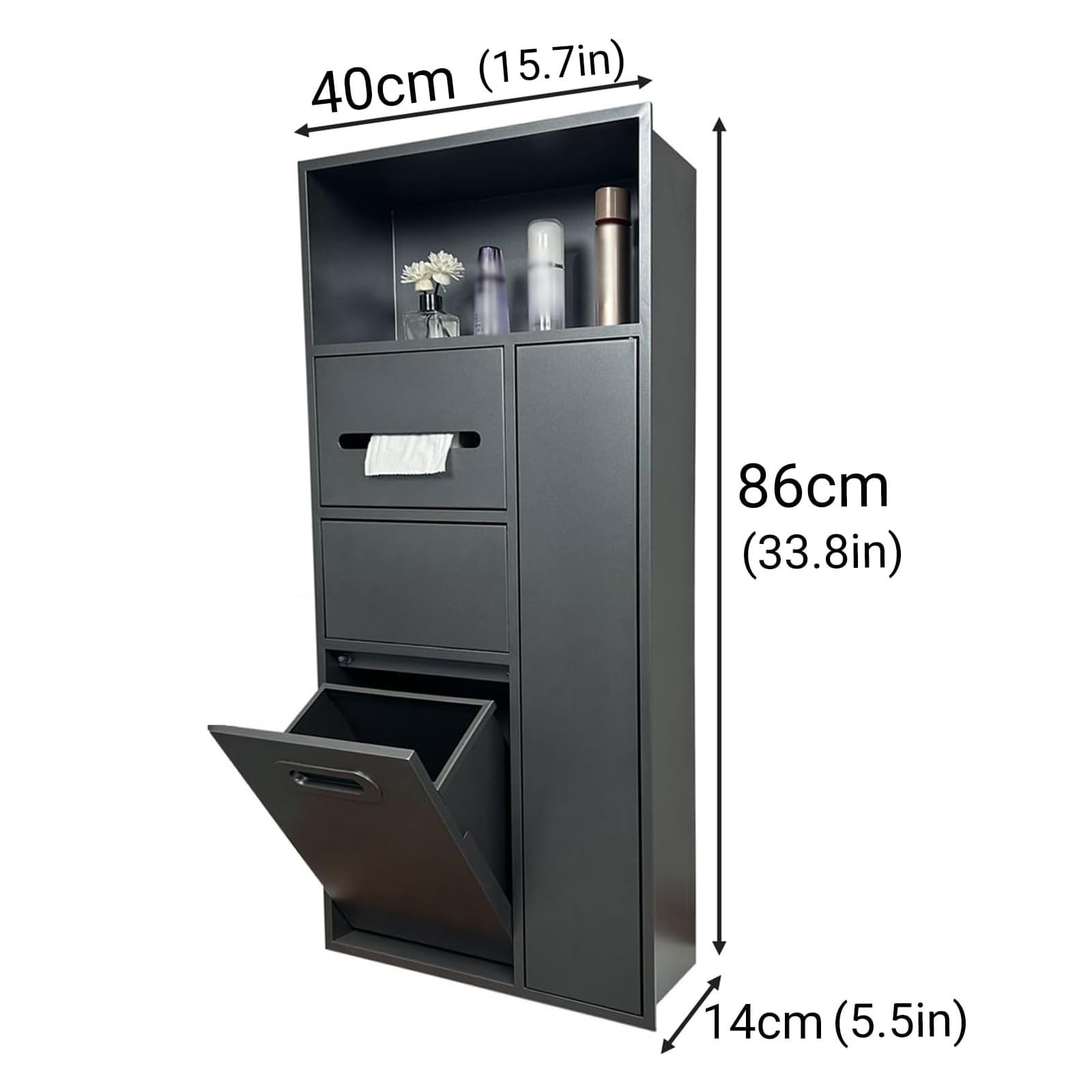 Porta carta igienica da incasso in acciaio inox con cestino integrato