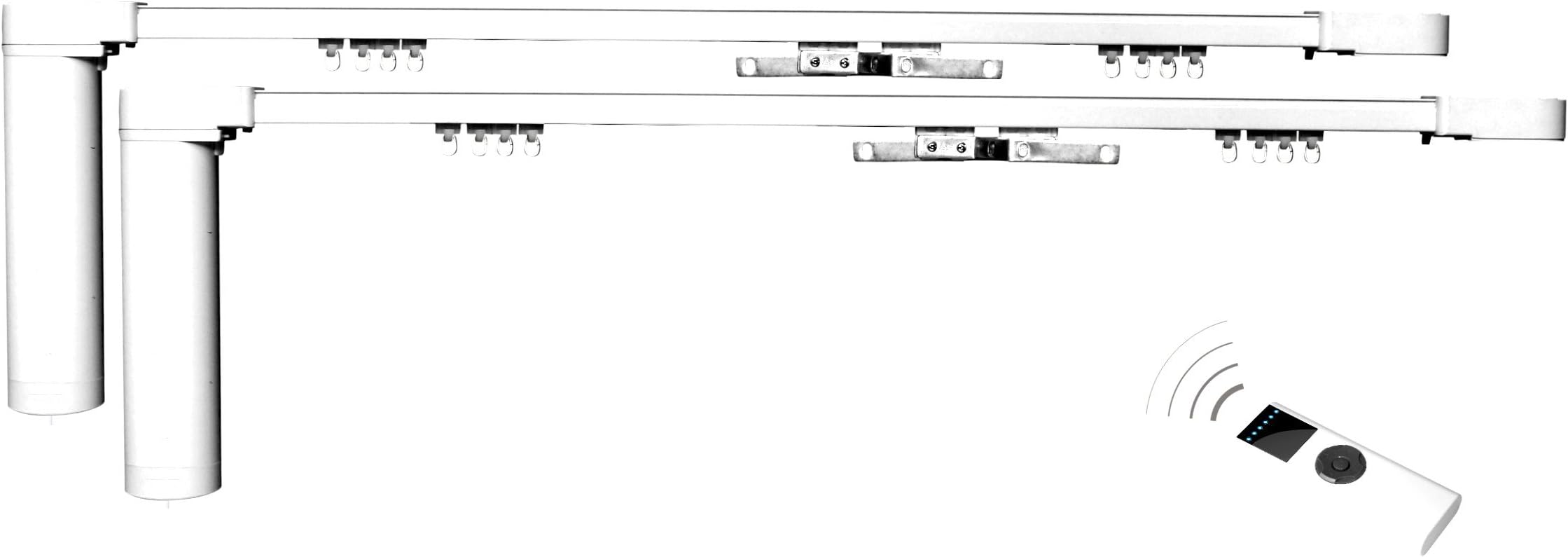 158" Remote Motorized Belt Drive Electric Window Drapery and Sheer Double Curtain Tracks