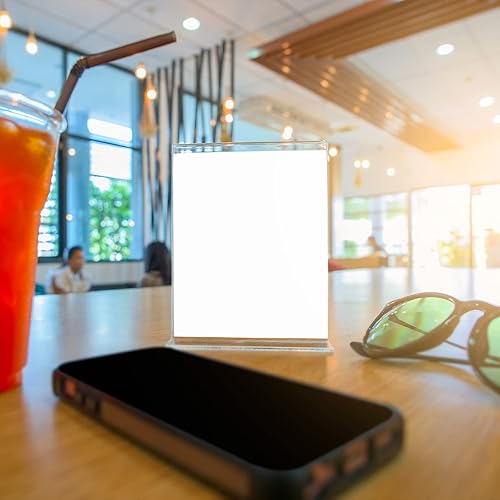 Miniatura 5 de MECCANIXITY Soporte de acrílico con parte trasera inclinada, 3.5 x 2.4 pulgadas, soporte de exhibición vertical para mesa de oficina, tienda, menú