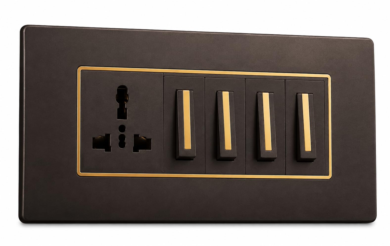 Modular Wall Switch Plate with Universal Socket, Pack of 10, Black Gold, 4M-image-18