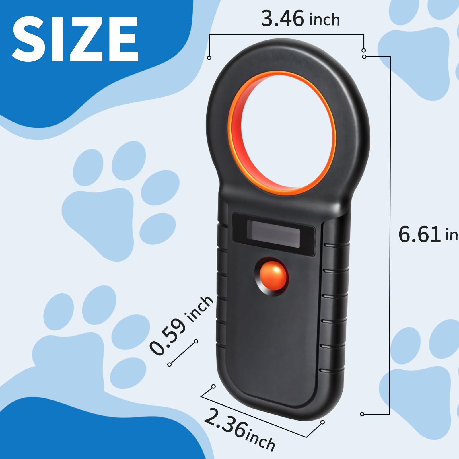 ARCELI Lecteur de Puce pour Animaux, Lecteur Puce Animaux, Lecteur de Puce pour Chiens/Chats, Lecteur de micropuce RFID, 134,2KHz, 128 Tag Memory, ISO11784/85/HFDX-B/EMID