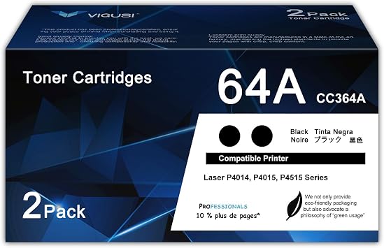 64A Toner Cartridge Compatible 64A CC364A Replacement for HP 64A Black Toner Cartridge Laser P4014, P4015, P4515 Series Printer 2-Pack
