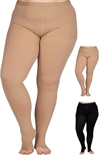 Up to 7XL Plus Size Compression Pantyhose 20-30mmHg for Women with Open Toe