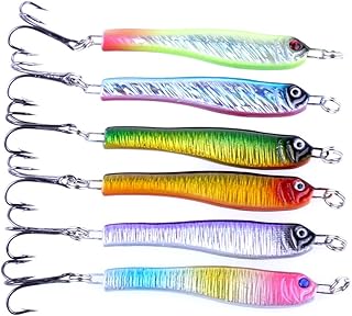 LENPABY 6PCS Pencil Fishing Lures Artificial Jigging Bai High Carbon Hook 3D Eyes Bassbaits for Bass Trout Freshwater and Saltwater 20G/5.7CM