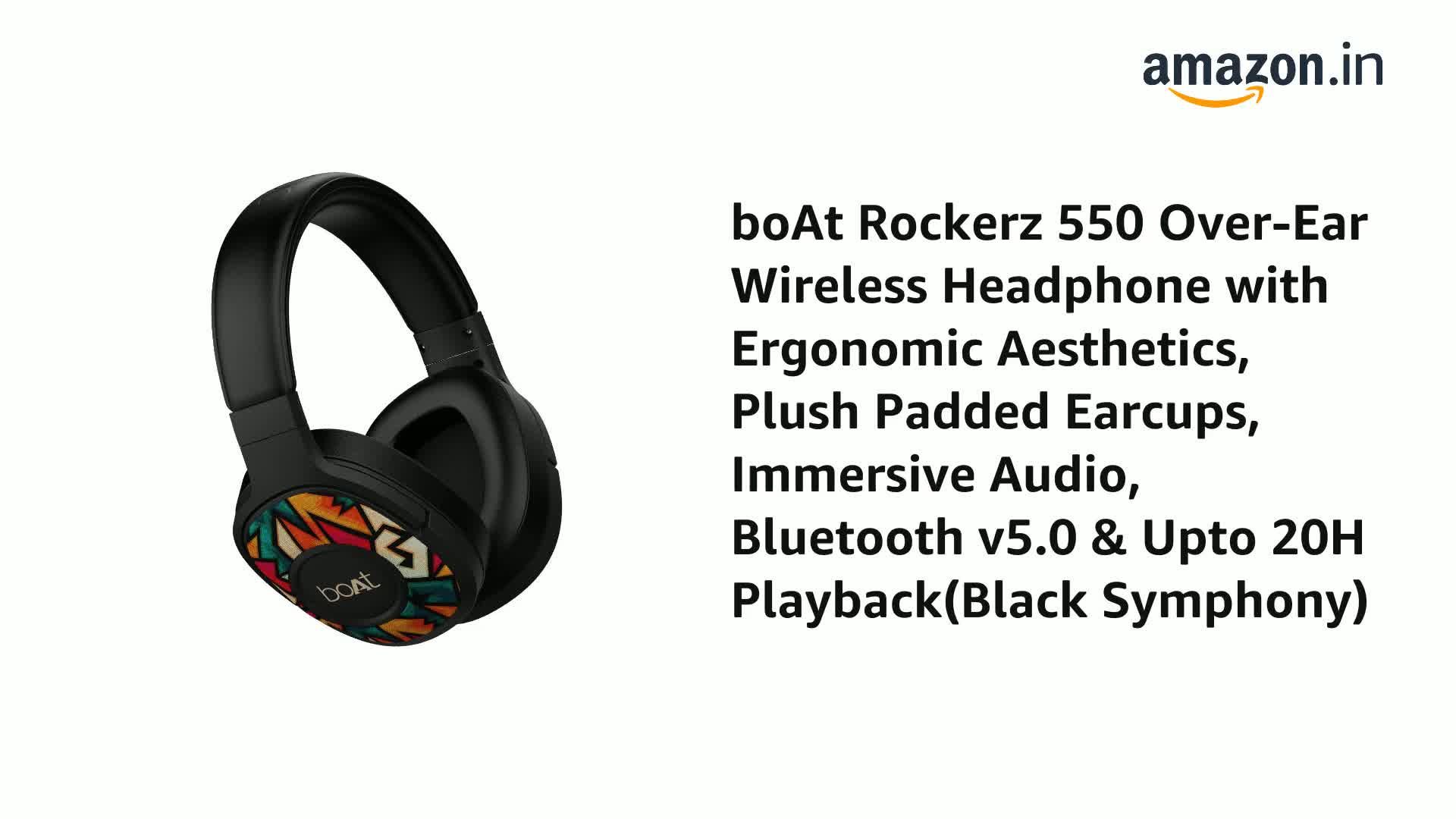 Boat Rockerz 550 Over Ear Wireless Headphone With Ergonomic Aesthetics Plush Padded Earcups Immersive Audio Bluetooth Friendshub24