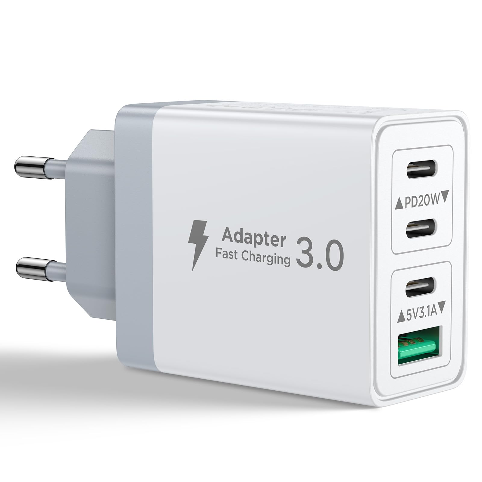 Aioneus USB C Ladegerät, 2-Pack 4Port Ladegerät USBC Adapter 40W Stecker Typ C Schnellladegerät Mehrfach für iPhone 16 15 Pro Max Plus XR SE iPad, Samsung Netzteil USB Ladestecker Ladeadapter Charger