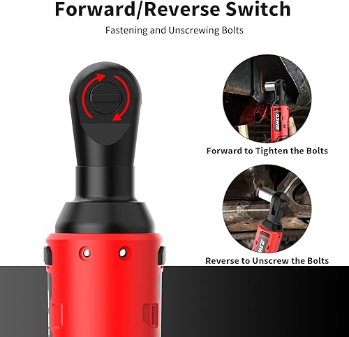 Vista 11 de NAWIN Llave de trinquete eléctrica de 16.8 V, trinquete inalámbrico de 3/8 pulgadas con 2 baterías, 40 pies-libras, juego de herramientas mecánicas