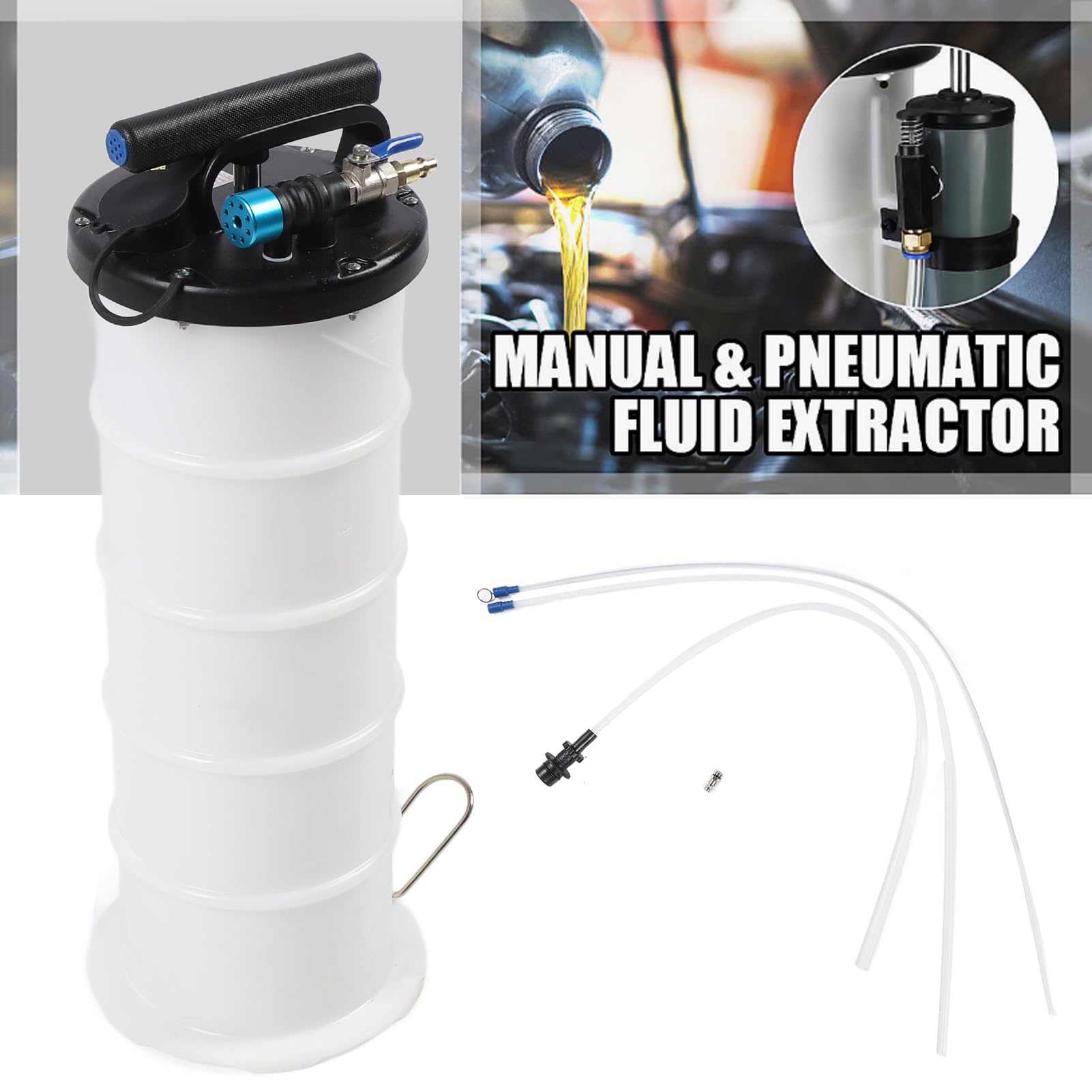 KIMISS Bomba de Aceite Extractora de Fluido de Vacío Manual Neumática de 6,5 L para Evacuación de Vacío de Fluidos Automotrices