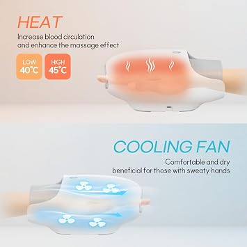 HubiCare Cooling Hand Massager with Strong Compression, Air Compression Heat Roller Kneading and Wrist Strap for Deep Relief for Arthritis Carpal Tunnel Pain Relief Self Care Gifts for Women Men