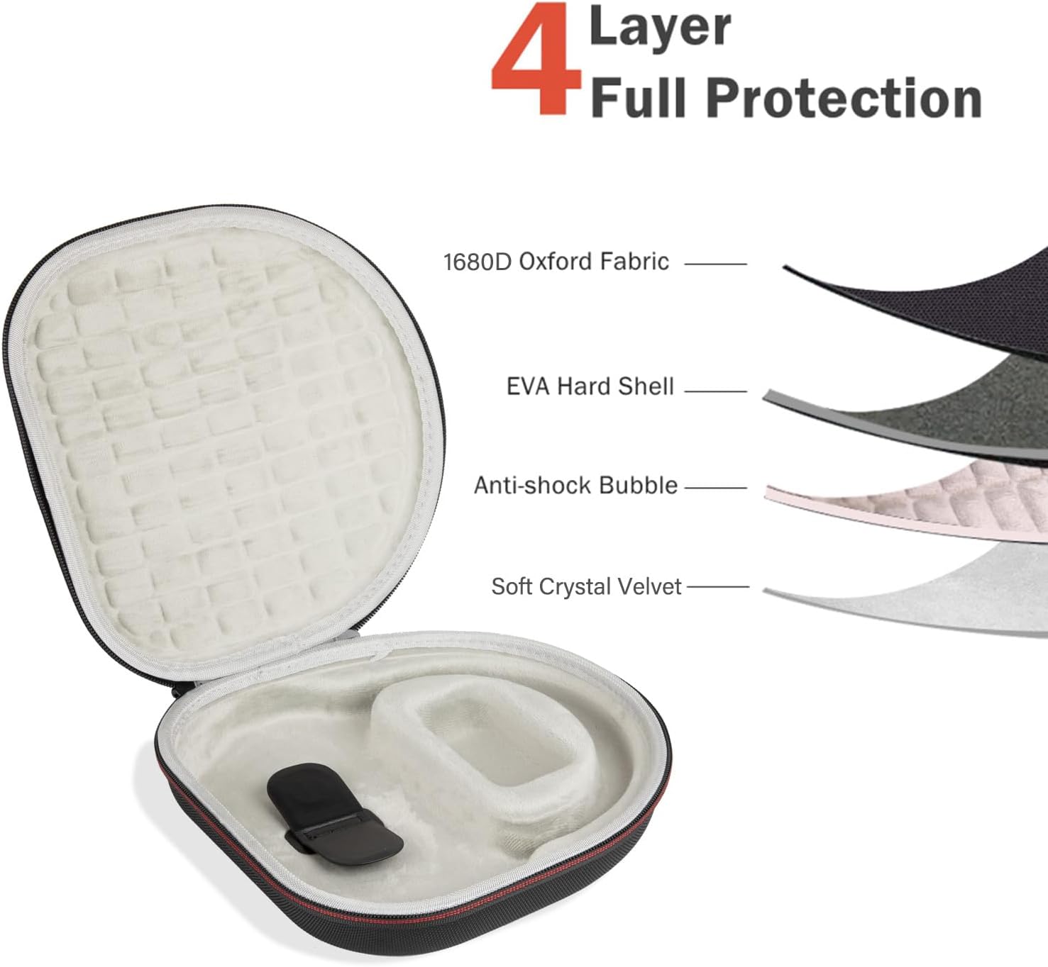 Ginsco All-in-one Hard Travel Case for Apple AirPods Max Wireless Over-Ear Headphones, Compatible with Original Apple Smart Case Charge Cables,Slim Organizer Hard Shell Bag with Sleep Mode (Black) - Image 9