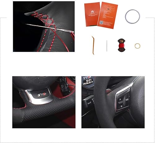 MEWANT Funda de volante de automóvil de gamuza negra negra para Audi R8 2008-2010 / TT 2008-2015 / TTS 2009-2015 / TT RS 2012-2013 (con paleta de