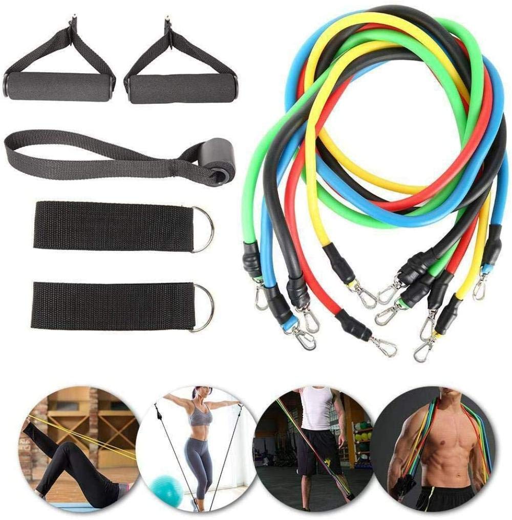 Fasce Elastiche Con Manici Per Allenamento - Set Resistenza TPE Per Fisioterapia, Yoga, Pilates - Colori Per Diversi Livelli Di Forza, Portatili