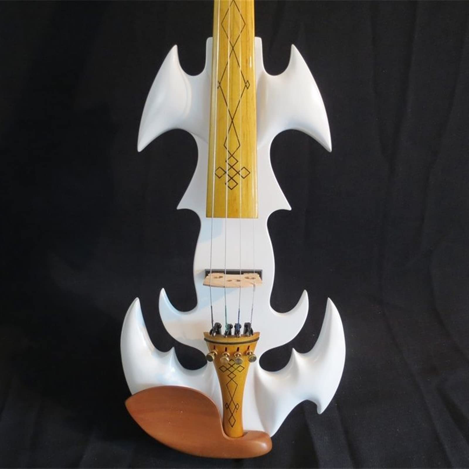 Strumento Musicale per Violino Elettrico 4/4 in Legno Massello Bianco A 4 Corde con Parte in Giuggiola E Tastiera in Acero Violini per Studenti