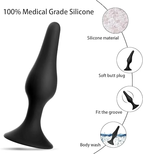 Miniatura 2 de Hisionlee Juguete sexual 4 unidades Juego de tapones anales de silicona médica Sensuality Sex Dolls Hision10002 no Negro 4 Black, Purple