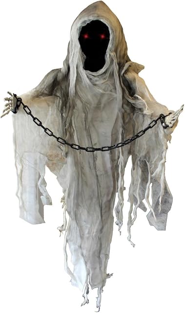 ILOVEFANCYDRESS SCARY HALLOWEEN ANIMATRONIC SPECTRE DECORATION - HAUNTED GHOST WITH MOTORISED HEAD & ARMS, SCARY SOUND EFFECTS AND GLOWING RED EYES - PERFECT DECORATION FOR HALLOWEEN EVENTS