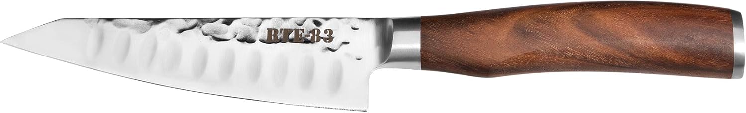 Route83 Classic The Wagyu Set of 4 Steak Knives Handmade Hammered Stainless Steel American Walnut Wood Handles