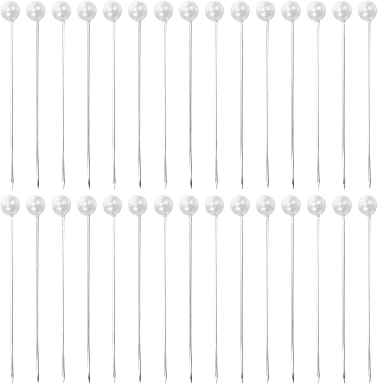 White Stainless Steel Straight Pins Pearl Heads, 20 Boxes