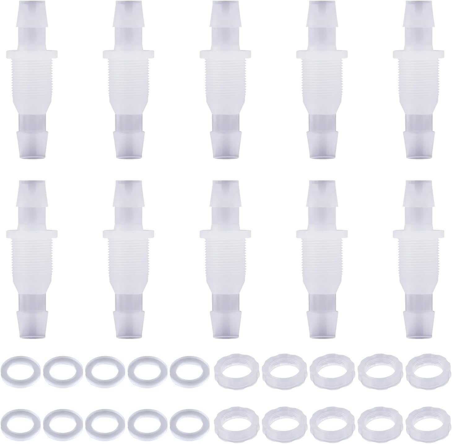 10 Packs 3/8" Hose Barb ThruBulk Bulkhead Fitting Plastic