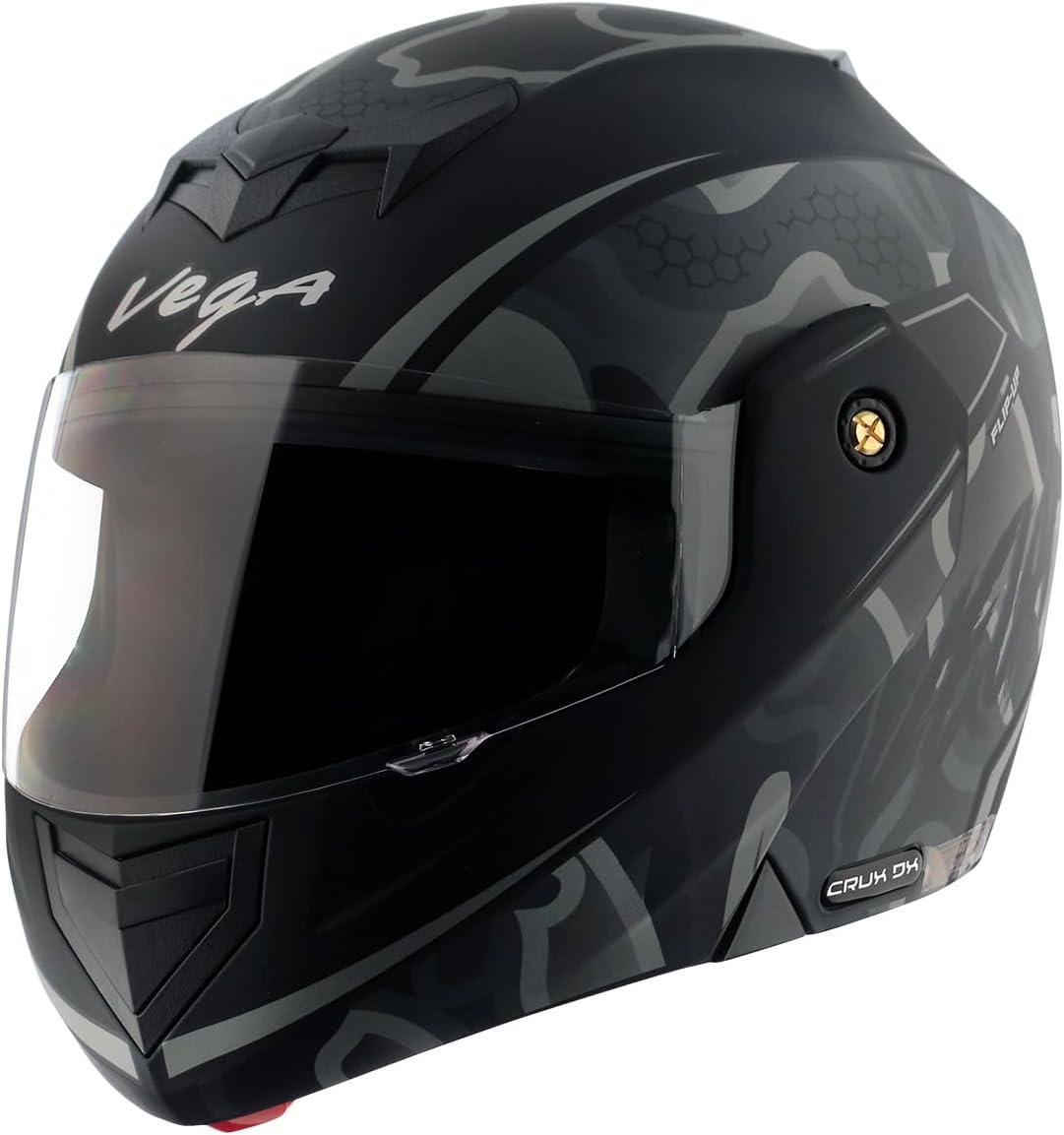 Vega Crux Dx Fighter Flip-up Helmet Dull Black Grey-L