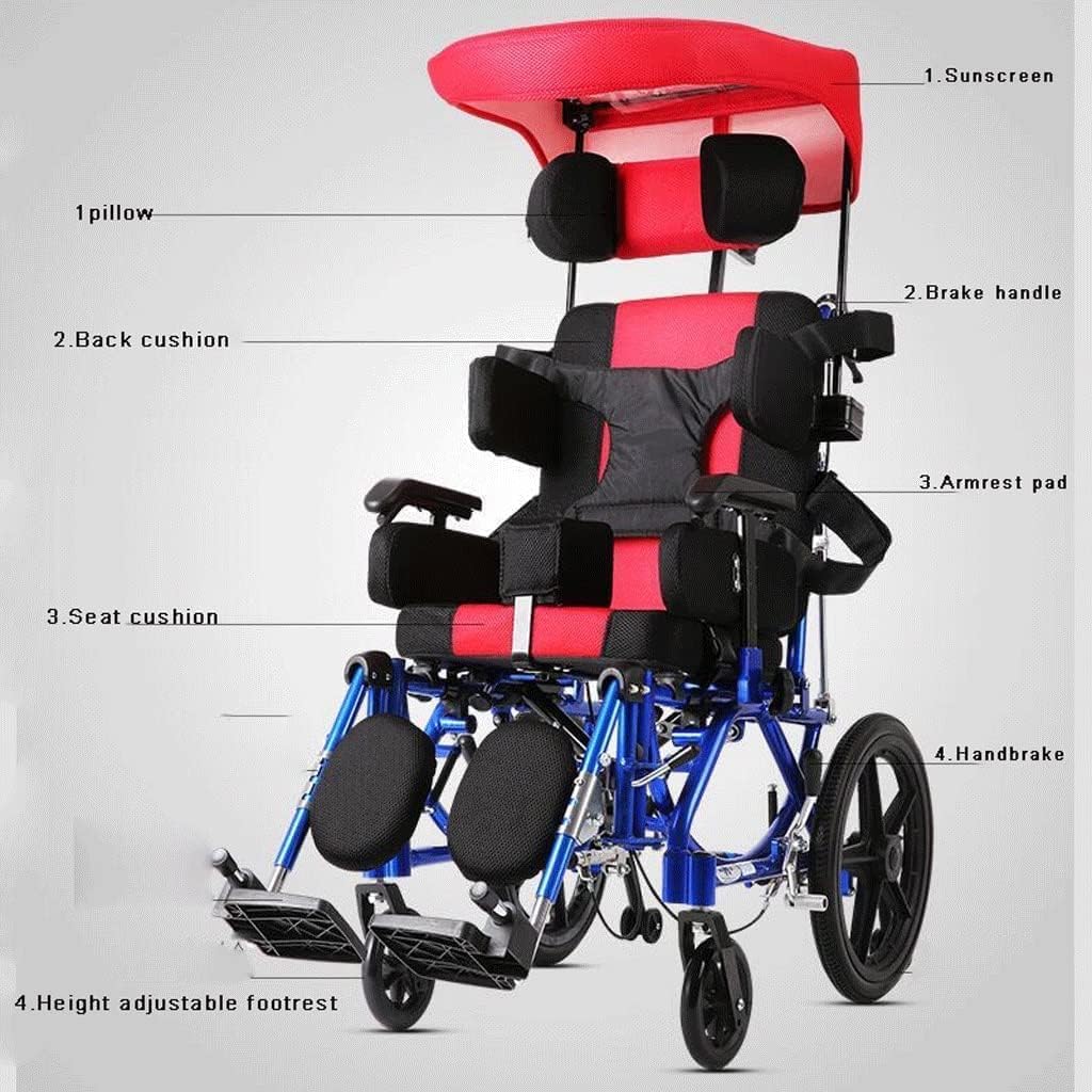 Silla de Ruedas,Silla de Ruedas para Transporte de Niños Silla de Ruedas Manual Ligera/Red