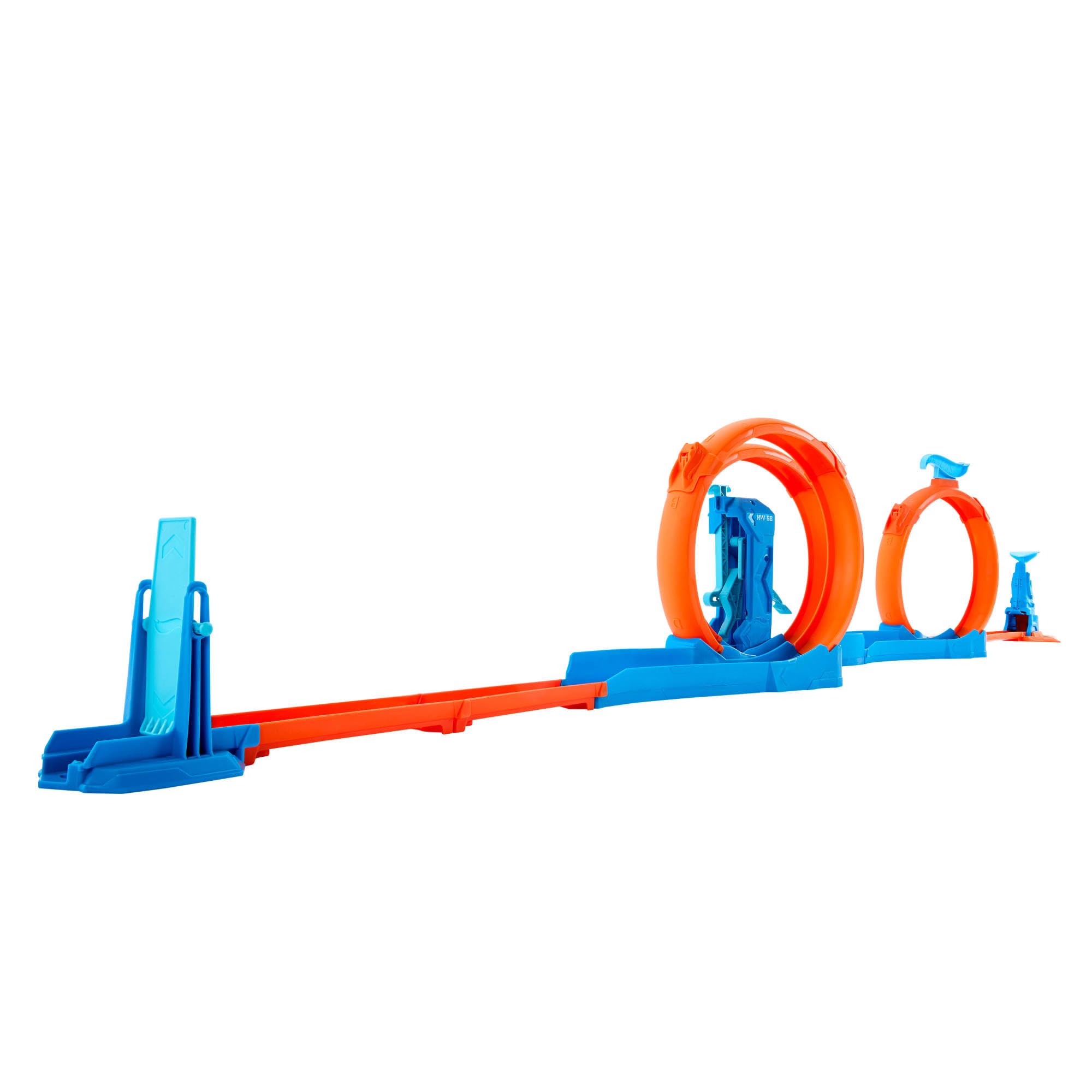Hot Wheels Spielzeugauto-Trackset Dreifach-Looping-Pack Fahrzeug 1:64 Track-Bauteile 3 Loopings Schnellstecksystem JDW39