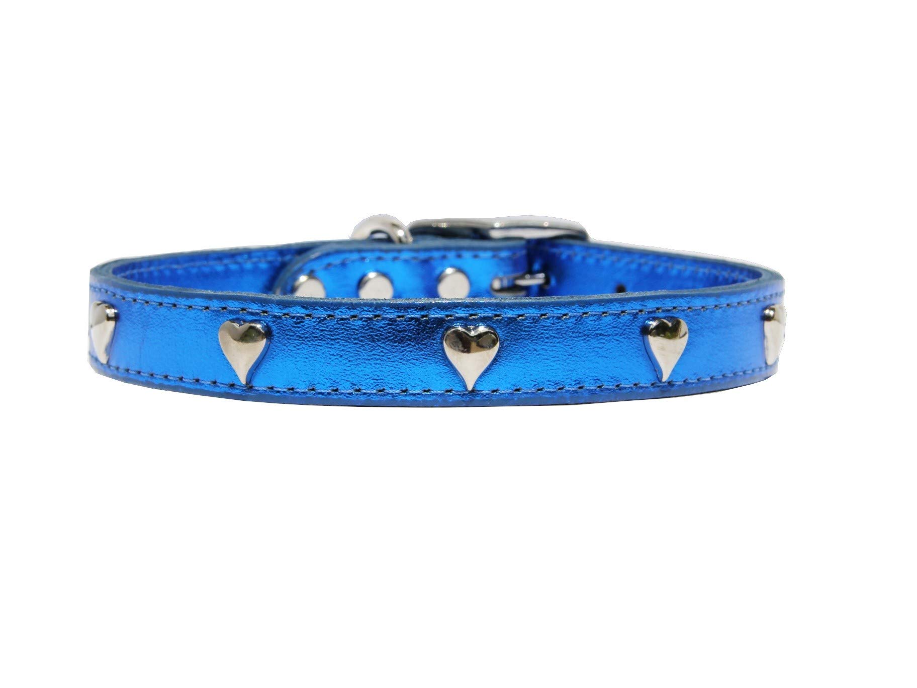 Collier pour chien en cuir bleu modèle I Love You, le choix idéal pour un confort de 35-44 cm