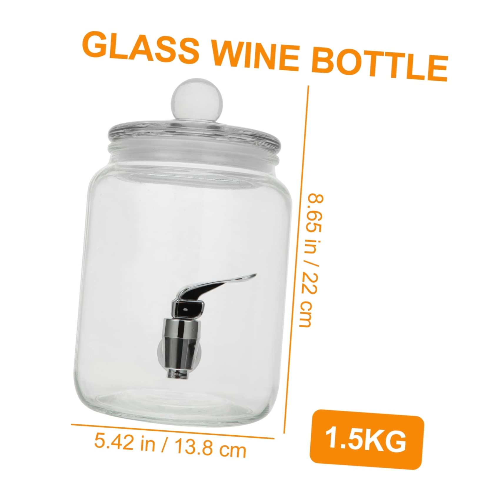 NAMOARLY 1pc Glass Wine Dispenser Spigot Beverage Storage for Parties Easy to Clean Leak Resistant for Cold Drinks Juice Wine Serving