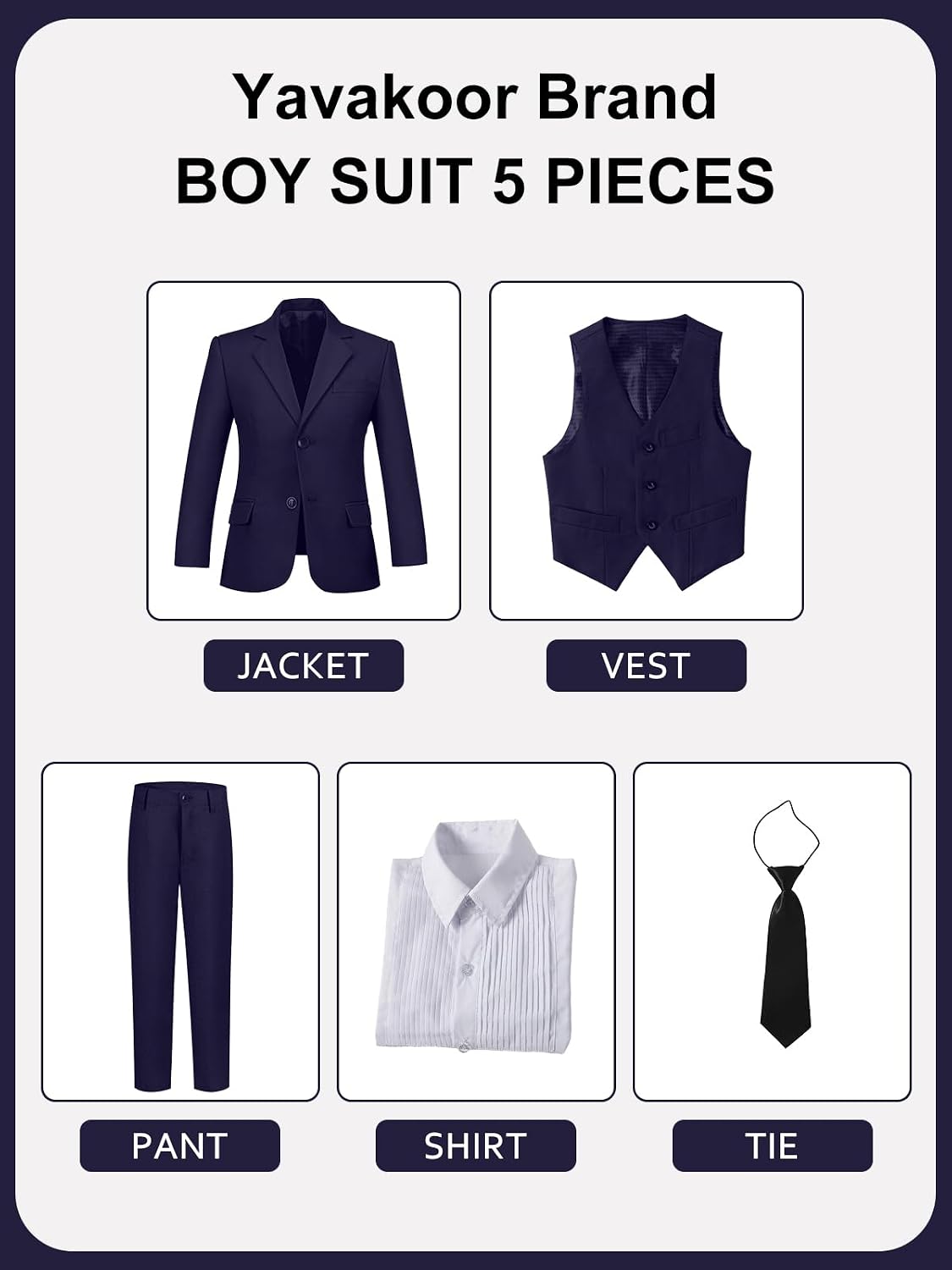 5 Piece Boys Suits for Formal Wedding Ring Bearer Outfit Gentleman Wear | Adjustable Waist / Elastic Back, Breathable Fabric, Wrinkle Resistant / Easy Care, Non-itch / Soft Lining