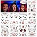 halloween tatuajes temporales cara (9 hojas), Konsait halloween mascarada Zombie Horror Cicatrices Heridas Esqueleto araña telaraña cara tatuajes Pegatinas para mujeres Hombres adultos Niños