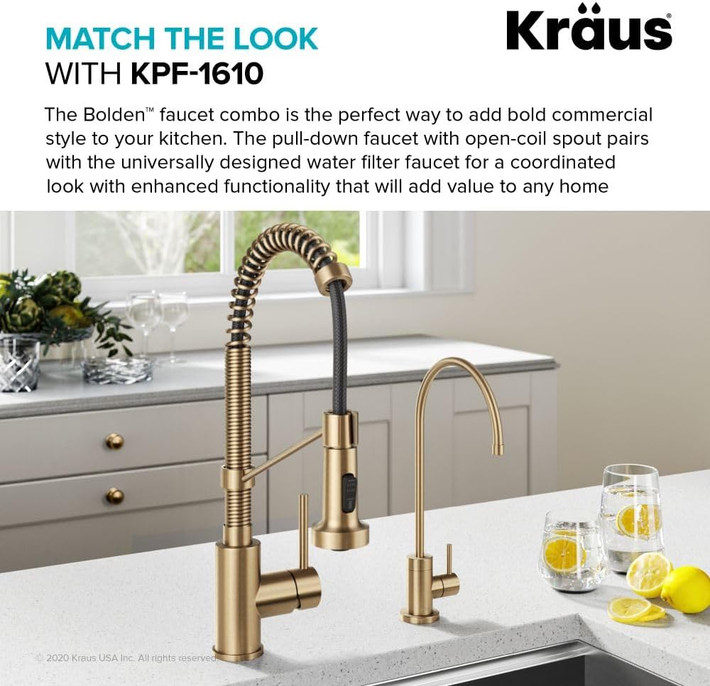 KRAUS Purita 100% Lead-Free Kitchen Water Filter Faucet in Brushed Gold, FF-100BG