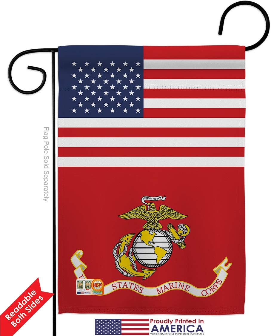 US Marine Corps Garden Flags 2pcs Pack Armed Forces USMC Semper Fi United State American Military Veteran Retire Official Small Decorative Gift Yard House Banner Double-Sided Made In USA 13 X 18.5