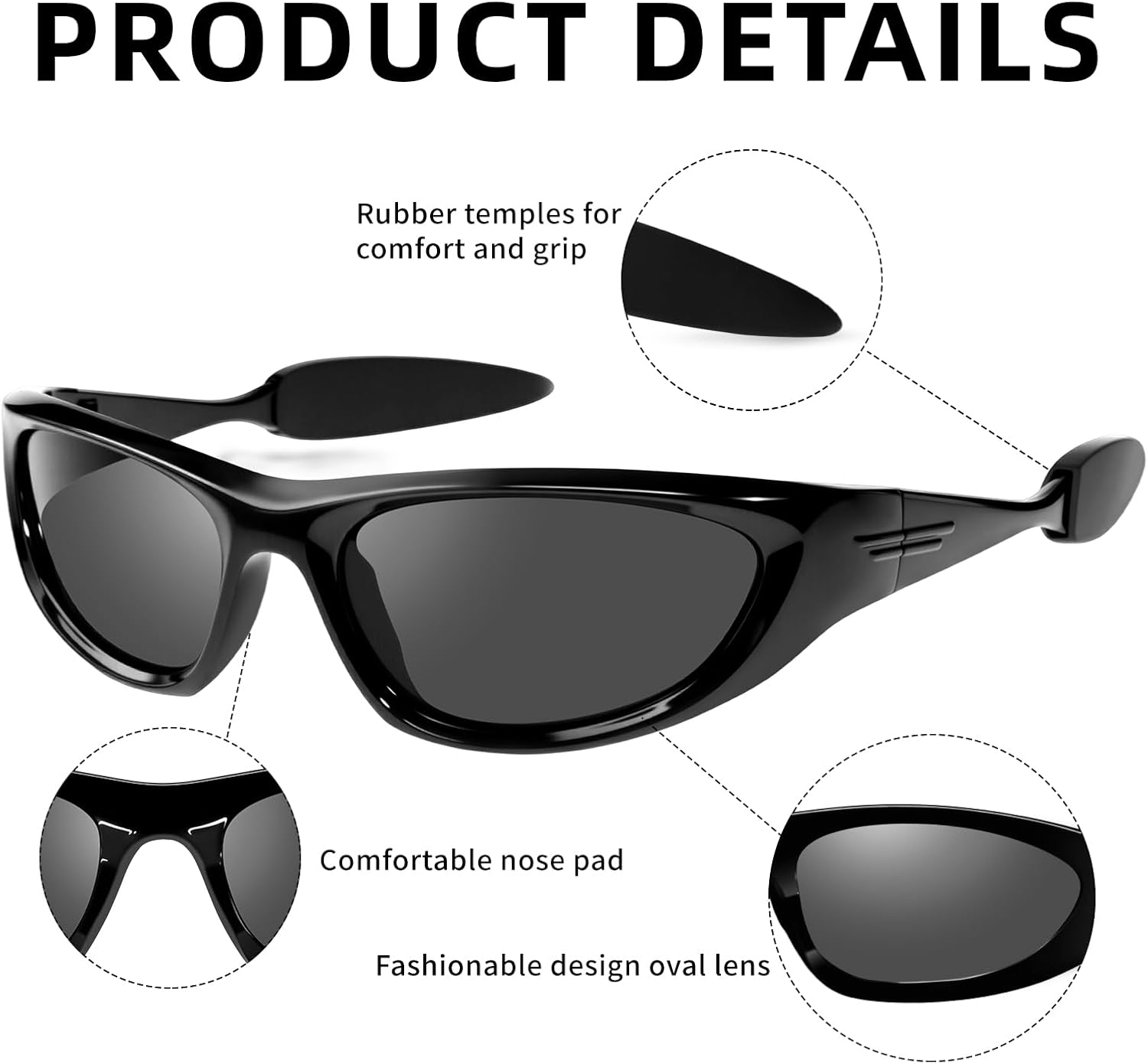 Wrap Around Y2K Sunglasses for Women Trendy Oval Polarized Glasses UV400 Protection Sun protection traveling cycling - Image 6