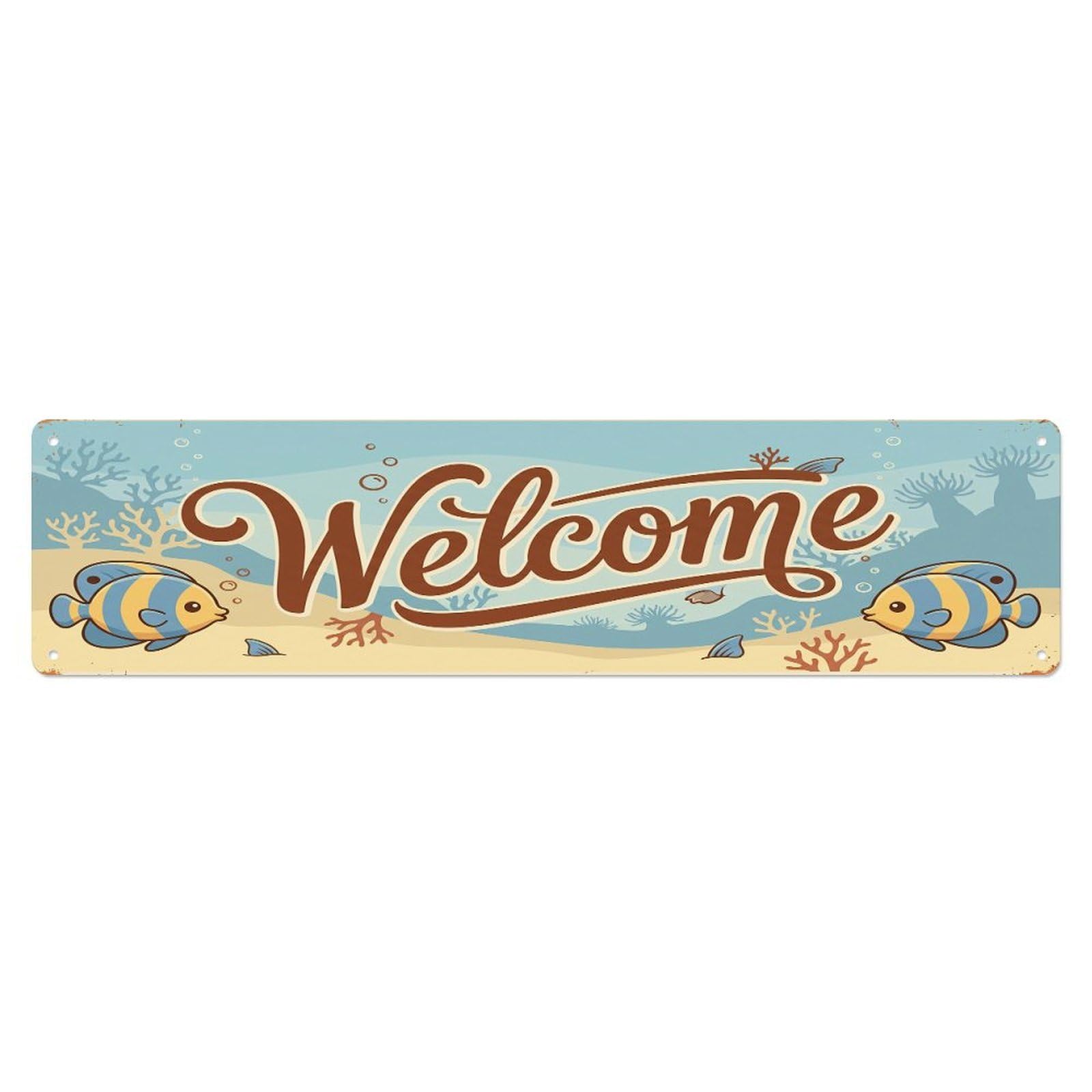 Cxhjca 4X16inch(10X40cm) Vintage Welcome Angelfish Elegant Metal Tin Sign