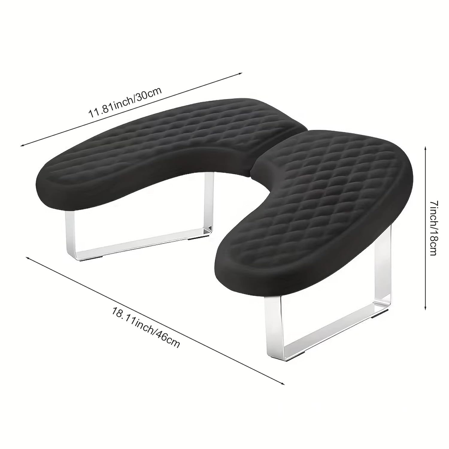 Nail Hand Rest Foldable U-Shaped Nail Arm Rest Waterproof and Oil-Resistant Removable Hand Rests for Nails Tech Black