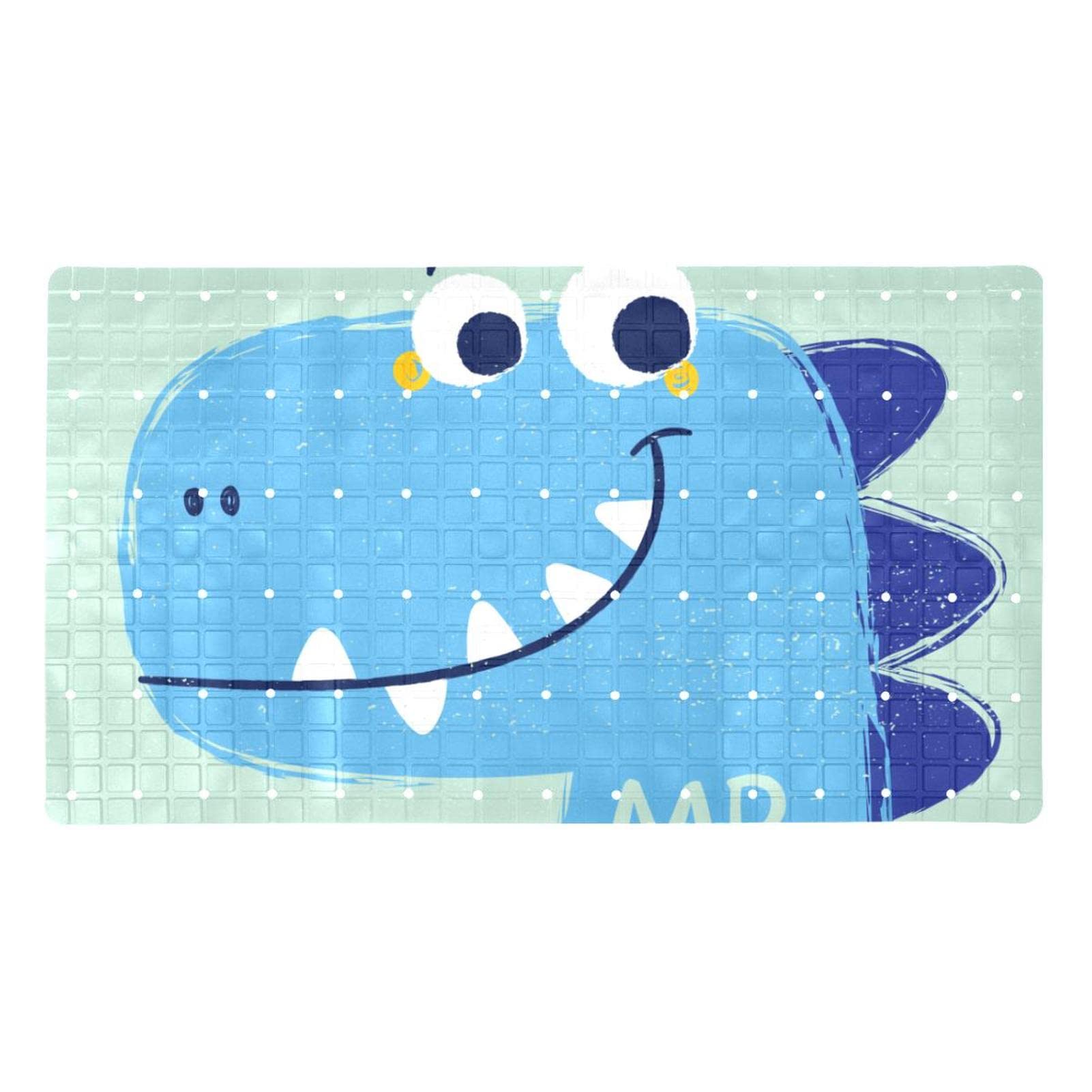 Rutschfeste Badematten mit süßem blauem Dinosaurier-Motiv, für Badezimmer, rechteckige Badewannenmatte, maschinenwaschbar, 39 x 70 cm