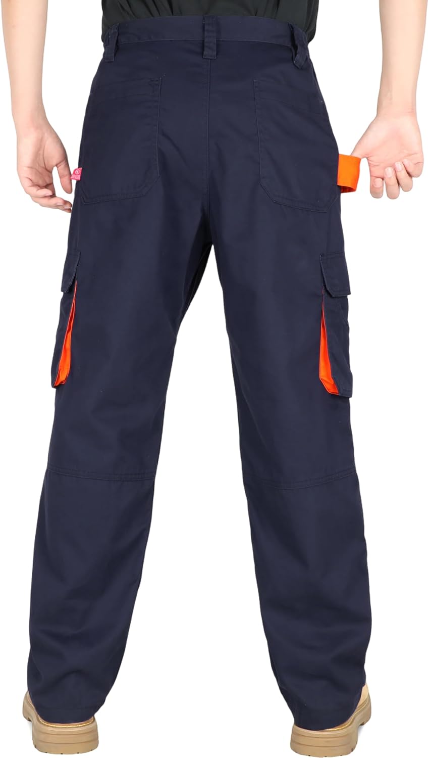 VATRENUS Men's FR Cargo Pants Flame Resistant Pants Lightweight 7.5oz 100% Cotton Fire Retardant Elastic Waist Pants