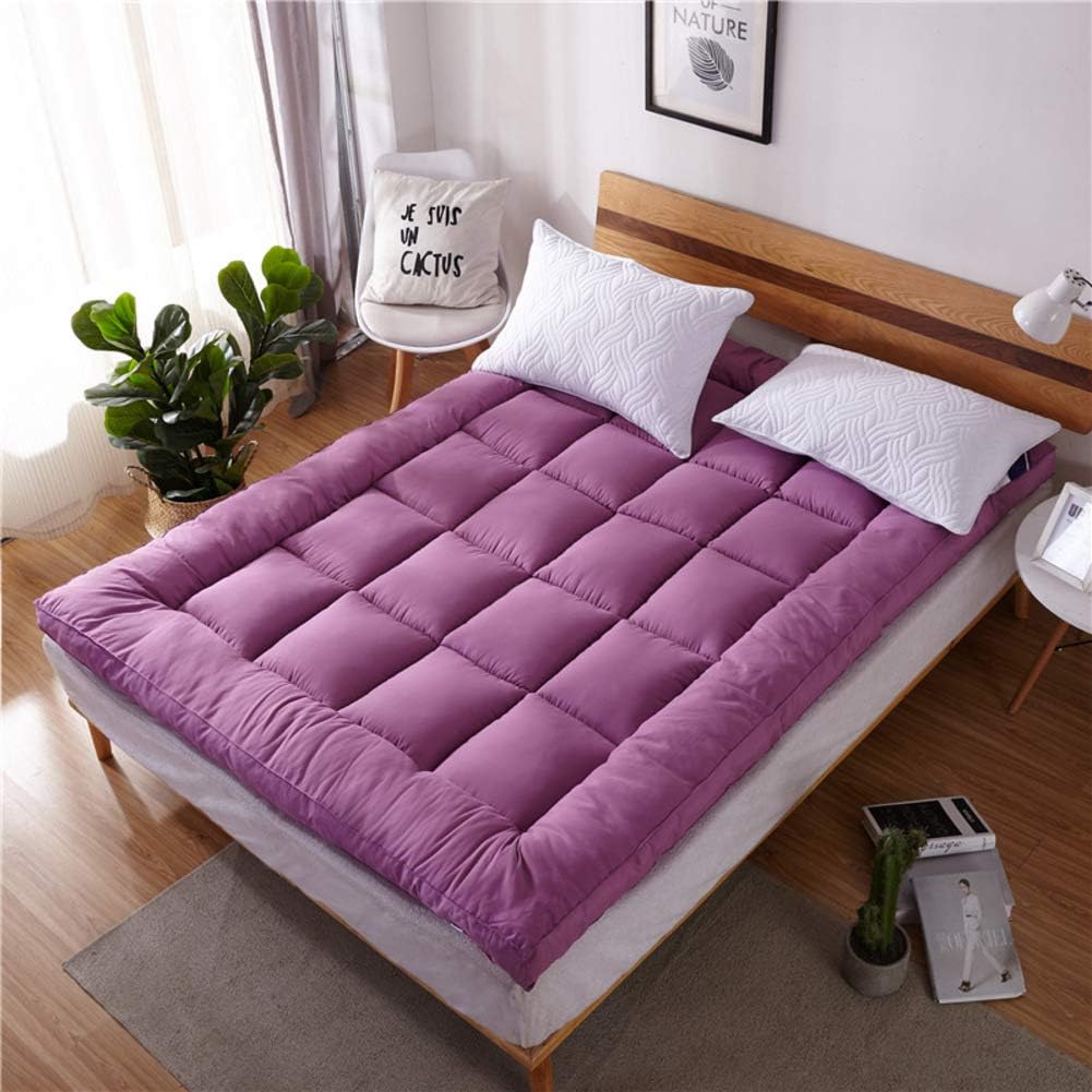 WJXBoos Traditional Japanese Futon Mattress Topper, Thicken Soft Breathable Tatami Pad Four Season Not-Slip Sleeping Pad Floor Mat-Purple Twin