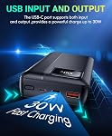 Power Bank Portable Charger 40000mAh Power Bank Support PD 30W and QC4.0 Fast Charging wiht Built-in 2 Output Cable and LED Display for iPhone and Android Phones and Most Electronic Devices