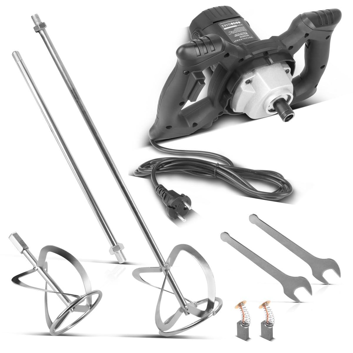 STAHLWERK batidora de mortero con 1.200 W – agitador RW-1200 ST con 850 rev/min y batidor adicional, mezclador de concreto eléctrico con control de velocidad, hormigonera, mezclador de pintura