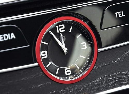 Miniatura 4 de iJDMTOY (1) Reloj de aluminio rojo para tablero de instrumentos de decoración envolvente compatible con Mercedes W205 Clase C W213 Clase E X205