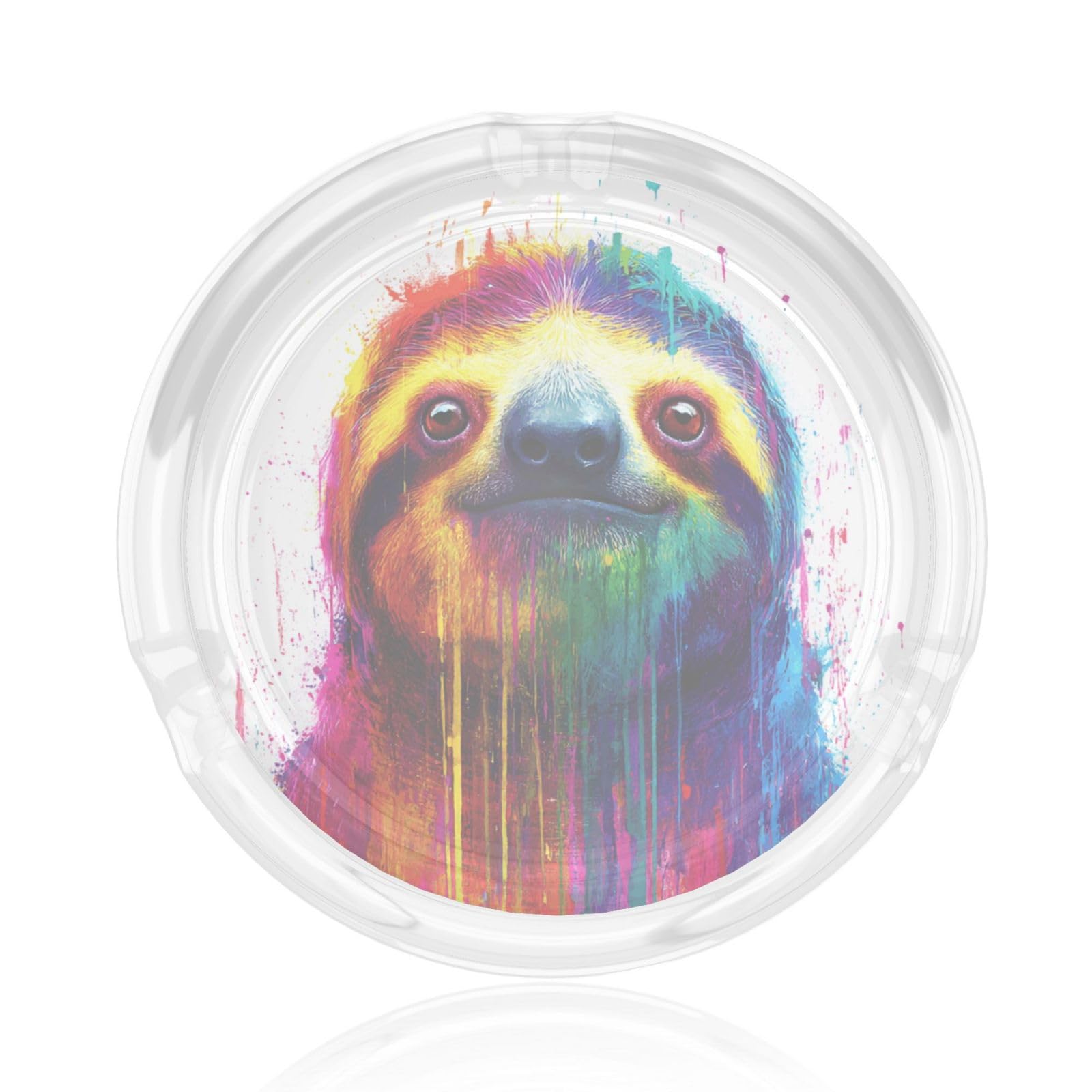 Rainbow Colored Sloth Glass Ashtray For Cigarettes Ash Trays Case For Home Office Decor